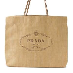 Prada Raffia Shopper Bag Resort Print Beige